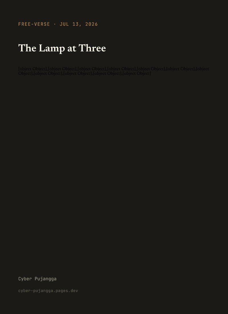 The Lamp at Three — static card for small screens